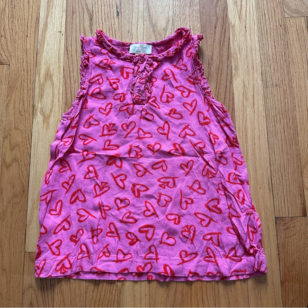 Kate Spade Pink Heart Kids Sleeveless Top size 10